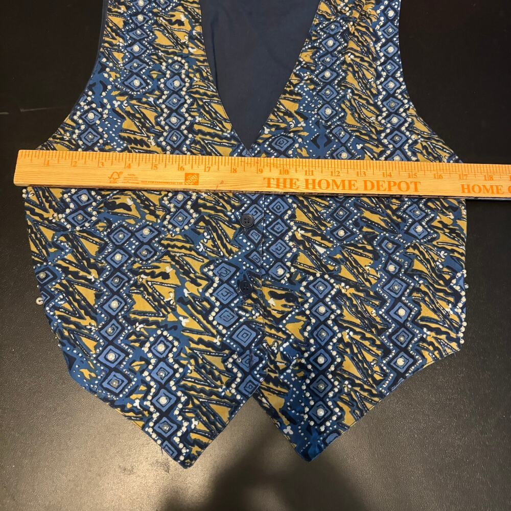 Vtg Speed Limit MPH Vest Women Sz M Boho Cotton Embroidered Pearl Beaded Blue - Picture 4 of 5